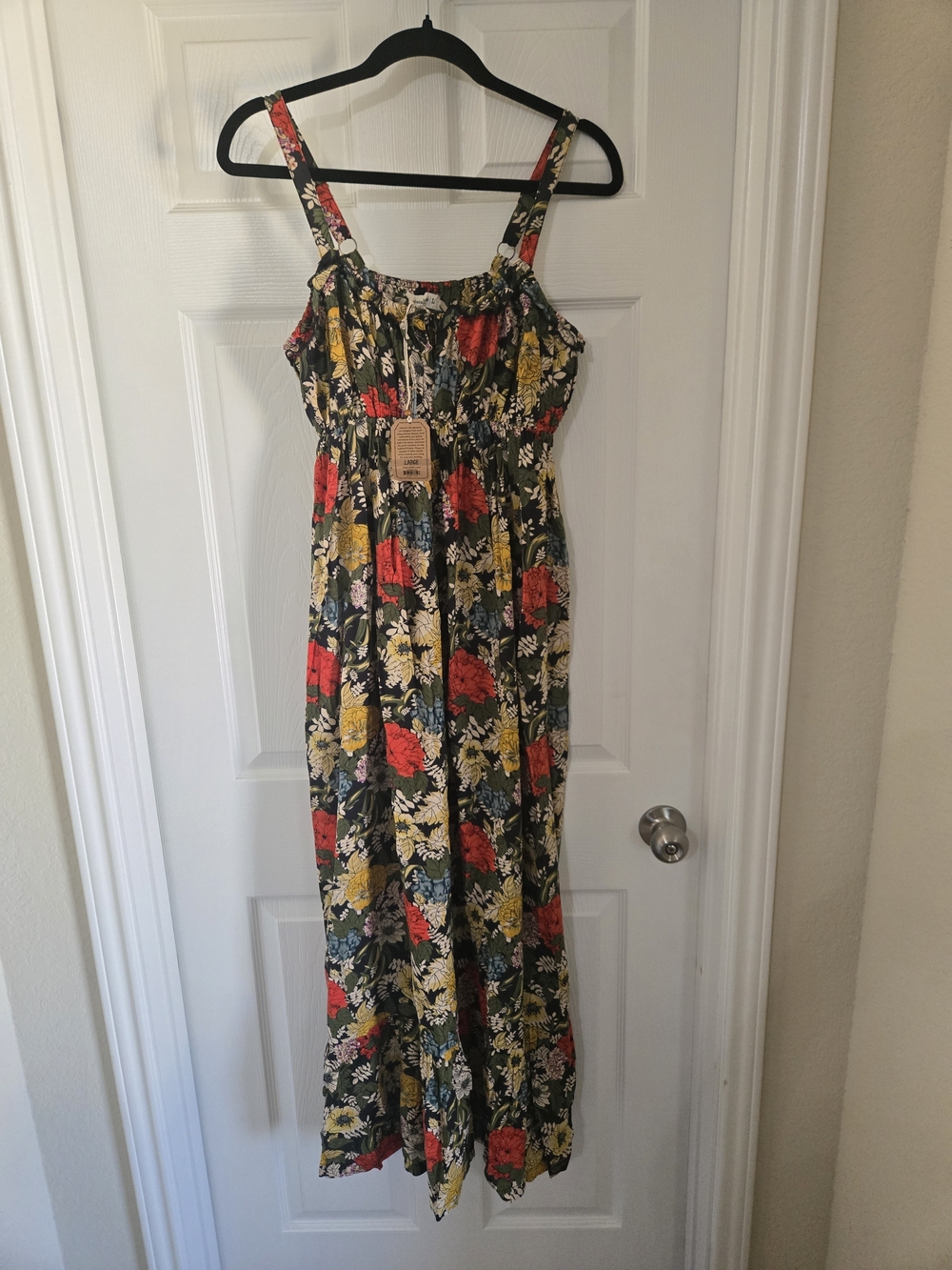 NATURAL LIFE Floral Maxi Dress in Black, Red & Yellow
